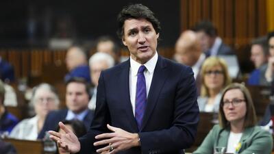 Canada Prime Minister Justin Trudeau speaks during question period in the House of Commons on Parliament Hill in Ottawa, Ontario, on Tuesday. (AP)