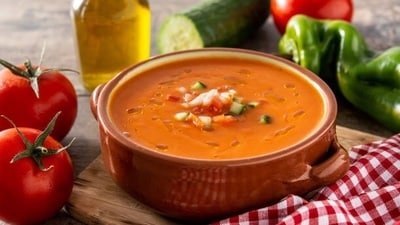 Gazpacho: This chilled Spanish soup is made with fresh vegetables like tomatoes, cucumbers, peppers, and onions. It's perfect for a refreshing snack or light meal on a hot summer day. (Pexels) Gazpacho: This chilled Spanish soup is made with fresh vegetables like tomatoes, cucumbers, peppers, and onions. It's perfect for a refreshing snack or light meal on a hot summer day. (Pexels)