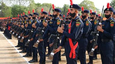 Haryana Police commandos performing during the Passing out Parade of the first batch of Naval Commando join Haryana Police, at RTC Bhondsi, in Gurugram on Wednesday. (ANI) Haryana Police commandos performing during the Passing out Parade of the first batch of Naval Commando join Haryana Police, at RTC Bhondsi, in Gurugram on Wednesday. (ANI)