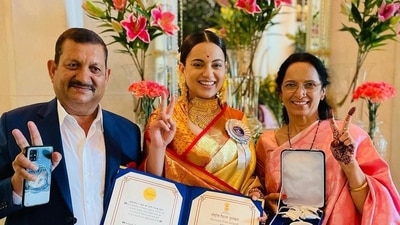 Kangana Ranaut with her parents at the 67th National Film Awards ceremony in Delhi. (File Photo) Kangana Ranaut with her parents at the 67th National Film Awards ceremony in Delhi. (File Photo)