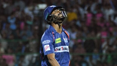 Lucknow Super Giants batter KL Rahul reacts after his dismissal (PTI) Lucknow Super Giants batter KL Rahul reacts after his dismissal (PTI)