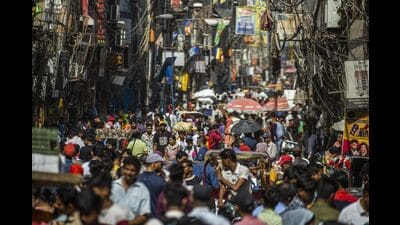 People walk through the Sadar Bazaar in New Delhi, India, on Tuesday, April 18, 2023. India has overtaken China as the world’s most populous nation, according to UN data released on April 19. Prashanth Vishwanathan/Bloomberg (Bloomberg) People walk through the Sadar Bazaar in New Delhi, India, on Tuesday, April 18, 2023. India has overtaken China as the world’s most populous nation, according to UN data released on April 19. Prashanth Vishwanathan/Bloomberg (Bloomberg)