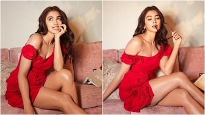 Pooja Hegde's cute red blouse and skirt set is the perfect romantic summer date outfit. (Instagram) Pooja Hegde's cute red blouse and skirt set is the perfect romantic summer date outfit. (Instagram)