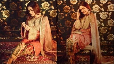 Earlier, Shehnaaz Gill had shared pictures of her ethnic look in a heavily-embellished suit set. The ensemble is from the shelves of the clothing label Rimple And Harpreet. The star wore the salwar suit to Baba Siddiqu's Iftar party, attended by several other celebrities. (Instagram) Earlier, Shehnaaz Gill had shared pictures of her ethnic look in a heavily-embellished suit set. The ensemble is from the shelves of the clothing label Rimple And Harpreet. The star wore the salwar suit to Baba Siddiqu's Iftar party, attended by several other celebrities. (Instagram)