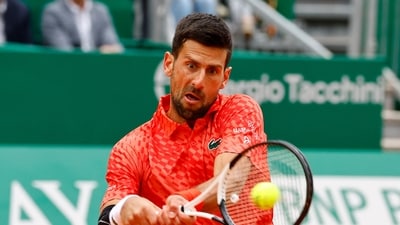 Serbia's Novak Djokovic in action during his round of 16 match (REUTERS)