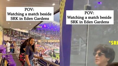 Woman watches match next to Shah Rukh Khan at Eden Gardens. (Instagram/@Aradhana Chatterjee) Woman watches match next to Shah Rukh Khan at Eden Gardens. (Instagram/@Aradhana Chatterjee)