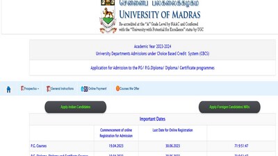 Madras University registration for PG, PG Diploma & other courses begins Madras University registration for PG, PG Diploma & other courses begins
