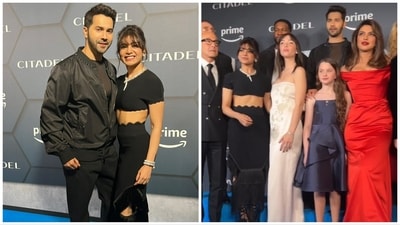 Varun Dhawan and Samantha Ruth Prabhu attended Citadel premiere in London on Tuesday. Varun Dhawan and Samantha Ruth Prabhu attended Citadel premiere in London on Tuesday.