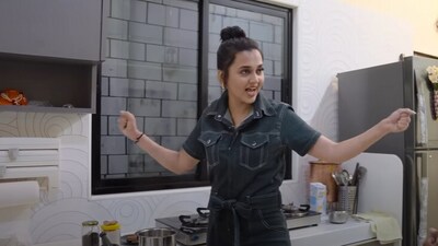 Tejasswi Prakash inside the kitchen of her Mumbai home. (Credit: Brut India) Tejasswi Prakash inside the kitchen of her Mumbai home. (Credit: Brut India)