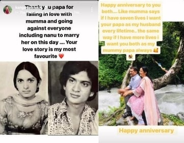 Kangana Ranaut wished her parents on their anniversary with sweet photos. Kangana Ranaut wished her parents on their anniversary with sweet photos.