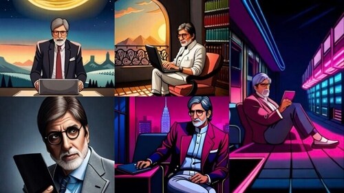 AI-generated pics of Amitabh Bachchan that he shared. AI-generated pics of Amitabh Bachchan that he shared.