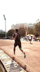 Angad Bedi during his first 400m race.
