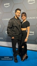 Samantha Ruth Prabhu and Varun Dhawan at Citadel premiere. Samantha Ruth Prabhu and Varun Dhawan at Citadel premiere.