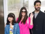 Aaradhya Bachchan with Aishwarya Rai with Abhishek Bachchan in Cannes. (File Photo) Aaradhya Bachchan with Aishwarya Rai with Abhishek Bachchan in Cannes. (File Photo)