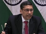 Ministry of External Affairs (MEA) spokesperson Arindam Bagchi addresses a press conference, in New Delhi on Thursday. Ministry of External Affairs (MEA) spokesperson Arindam Bagchi addresses a press conference, in New Delhi on Thursday.