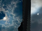Images of rare hybrid solar eclipse. Images of rare hybrid solar eclipse.