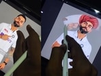 The image is taken from the viral video that captures an artist giving Virat Kohli a ‘rural Rajasthani’ makeover.