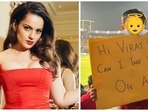 Kangana Ranaut calls out the parents of the kid who held the viral placard at an IPL match. Kangana Ranaut calls out the parents of the kid who held the viral placard at an IPL match.