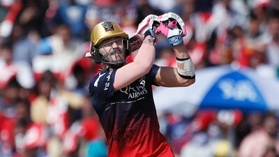 Mohali, Apr 20 (ANI): Royal Challengers Bangalore's Faf du Plessis plays a shot during the match against Punjab Kings in the Indian Premier League 2023, at Punjab Cricket Association IS Bindra Stadium, in Mohali on Thursday. (ANI Photo/Digital Restriction) (IPL Twitter) Mohali, Apr 20 (ANI): Royal Challengers Bangalore's Faf du Plessis plays a shot during the match against Punjab Kings in the Indian Premier League 2023, at Punjab Cricket Association IS Bindra Stadium, in Mohali on Thursday. (ANI Photo/Digital Restriction) (IPL Twitter)