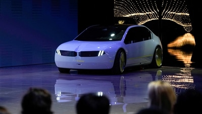 BMW's concept model i Vision Dee is unveiled during an event at the Auto Shanghai show, in Shanghai, China. (REUTERS)