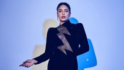 Bhumi Pednekar wears a vintage Mugler gown with revealing plunge neckline for latest photoshoot. (Instagram) Bhumi Pednekar wears a vintage Mugler gown with revealing plunge neckline for latest photoshoot. (Instagram)