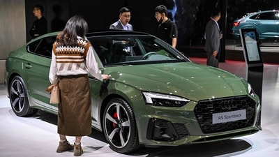 An Audi AS Sportback is displayed during the 20th Shanghai International Automobile Industry Exhibition in Shanghai. (AFP) An Audi AS Sportback is displayed during the 20th Shanghai International Automobile Industry Exhibition in Shanghai. (AFP)