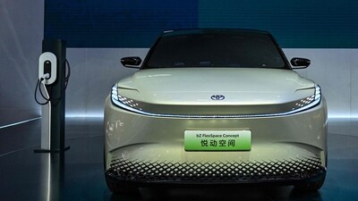 A Toyota bz FlexSpace Concept car is displayed during the 20th Shanghai International Automobile Industry Exhibition in Shanghai. (AFP) A Toyota bz FlexSpace Concept car is displayed during the 20th Shanghai International Automobile Industry Exhibition in Shanghai. (AFP)