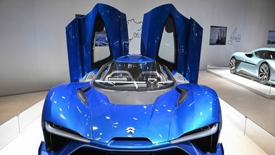 A Nio EP9 is displayed during the 20th Shanghai International Automobile Industry Exhibition in Shanghai on April 18, 2023. (Photo by Hector RETAMAL / AFP) (AFP) A Nio EP9 is displayed during the 20th Shanghai International Automobile Industry Exhibition in Shanghai on April 18, 2023. (Photo by Hector RETAMAL / AFP) (AFP)