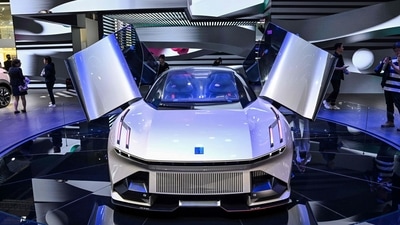A Lynk & Co concept car is displayed during the 20th Shanghai International Automobile Industry Exhibition in China. (AFP) A Lynk & Co concept car is displayed during the 20th Shanghai International Automobile Industry Exhibition in China. (AFP)