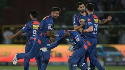 Lucknow Super Giants' players celebrate after winning against Rajasthan Royals. (Agencies) Lucknow Super Giants' players celebrate after winning against Rajasthan Royals. (Agencies)