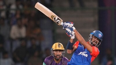 Delhi Capitals' Abhishek Porel plays a shot during Indian Premier League (IPL) match between Delhi Capitals' and Kolkata Knight Riders, in New Delhi, India, Thursday, April 20, 2023. (AP Photo/Manish Swarup) (AP) Delhi Capitals' Abhishek Porel plays a shot during Indian Premier League (IPL) match between Delhi Capitals' and Kolkata Knight Riders, in New Delhi, India, Thursday, April 20, 2023. (AP Photo/Manish Swarup) (AP)