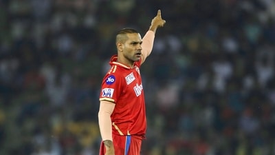 Shikhar Dhawan of Punjab Kings gestures during the Indian Premier League cricket match between Punjab Kings and Gujarat Titans in Mohali, India, Thursday, April 13, 2023. (AP Photo/ Surjeet Yadav) (AP) Shikhar Dhawan of Punjab Kings gestures during the Indian Premier League cricket match between Punjab Kings and Gujarat Titans in Mohali, India, Thursday, April 13, 2023. (AP Photo/ Surjeet Yadav) (AP)