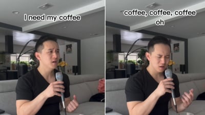 The image shows the man who gave a twist to Justin Bieber’s Baby to sing a coffee-related song. (Instagram/@jasondchen) The image shows the man who gave a twist to Justin Bieber’s Baby to sing a coffee-related song. (Instagram/@jasondchen)