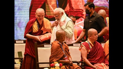 Prime Minister Narendra Modi at the inauguration of First Global Buddhist Summit in New Delhi on Thursday (HT Photo/Raj K Raj) Prime Minister Narendra Modi at the inauguration of First Global Buddhist Summit in New Delhi on Thursday (HT Photo/Raj K Raj)