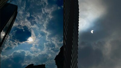 Images of rare hybrid solar eclipse. (Twitter/@NegroniSwizzle)