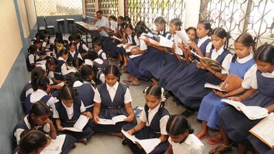 Study hour at a primary school in Hyderabad. (Bharath Sai) Study hour at a primary school in Hyderabad. (Bharath Sai)