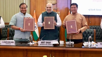 Assam chief minister Himanta Biswa Sarma and Arunachal Pradesh chief minister Prema Khandu signed a Memorandum of Understanding (MoU) in presence of home minister Amit Shah.