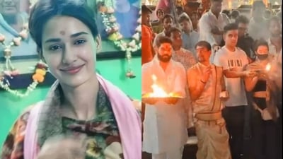 Disha Patani's pictures and videos from Varanasi surfaced online. Disha Patani's pictures and videos from Varanasi surfaced online.