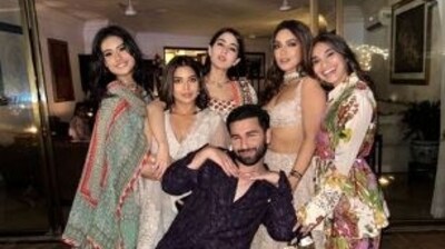 Nysa Devgan posed with Sara Ali Khan and Bhumi Pednekar during a Diwali party. 