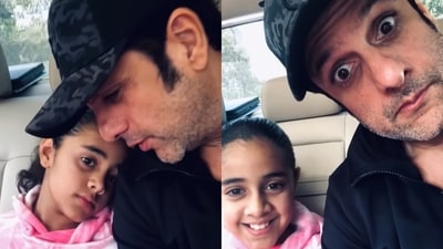 Fardeen Khan in a candid conversation with his daughter Diani Isabella Khan. (Instagram/@fardeenfkhan)