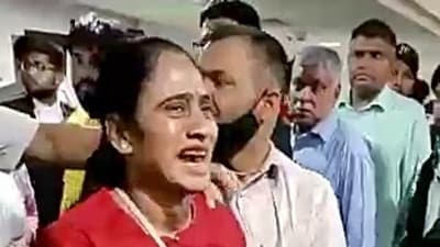 Woman sustained injuries during a firing incident at Saket Court, in New Delhi on Friday. (ANI Photo) Woman sustained injuries during a firing incident at Saket Court, in New Delhi on Friday. (ANI Photo)