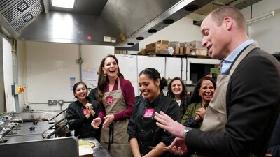 Britain's Prince William and Kate Middleton visit Indian Streatery, an authentic, family run independent Indian restaurant. (Reuters)