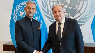 External affairs minister S Jaishankar said his meeting with UN chief Antonio Guterres was largely focused on the situation in Sudan. (Twitter/DrSJaishankar) External affairs minister S Jaishankar said his meeting with UN chief Antonio Guterres was largely focused on the situation in Sudan. (Twitter/DrSJaishankar)