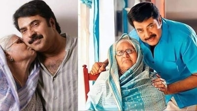 Mammooty with his late mother Fathima Ismail. Mammooty with his late mother Fathima Ismail.