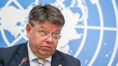 World Meteorological Organization (WMO) secretary-general Petteri Taalas speaks during a press conference launching its annual climate overview, in Geneva, on Friday. (AFP) World Meteorological Organization (WMO) secretary-general Petteri Taalas speaks during a press conference launching its annual climate overview, in Geneva, on Friday. (AFP)