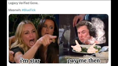 Twitter blue tick meme. (Twitter/@WhateverVishal)