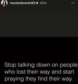 Teen Mom star Mackenzie Edwards' post that she deleted later. Teen Mom star Mackenzie Edwards' post that she deleted later.