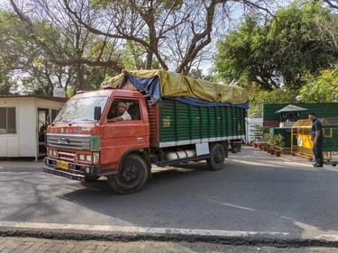Truck outside Rahul Gandhi's official bungalow that he will vacate tomorrow (PTI) Truck outside Rahul Gandhi's official bungalow that he will vacate tomorrow (PTI)
