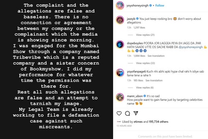 This is what Honey Singh posted after he accused of kidnapping and assaulting an event organiser.