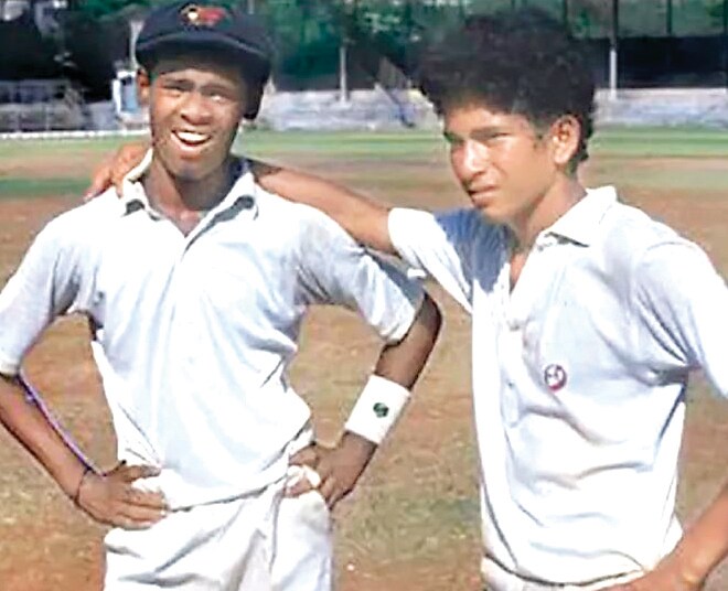 Vinod Kambli, who also trained under Achrekar, with Sachin in a photo from their school days. (HT Archives) Vinod Kambli, who also trained under Achrekar, with Sachin in a photo from their school days. (HT Archives)